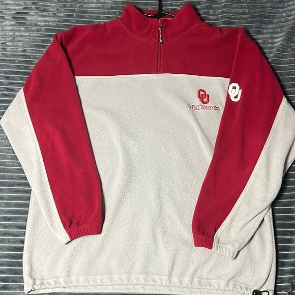 🔥🔥 OKLAHOMA OU SOONERS 1/4 ZIP Fleece Pullover Sweatshirt Jacket - EUC - XL - Picture 12 of 12